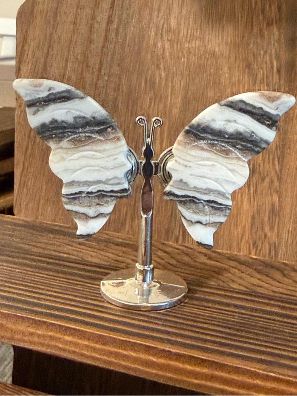 Calcite butterfly carving